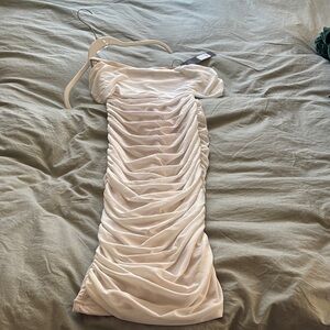 Elegant Cream Off-Shoulder Dress